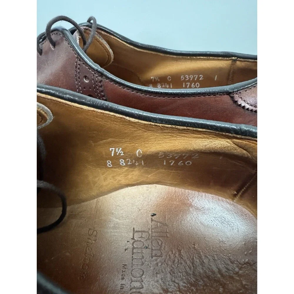 Allen Edmonds Shelton 8271 Burgundy Two Tone Saddle Oxford Dress Shoe 7.5 C